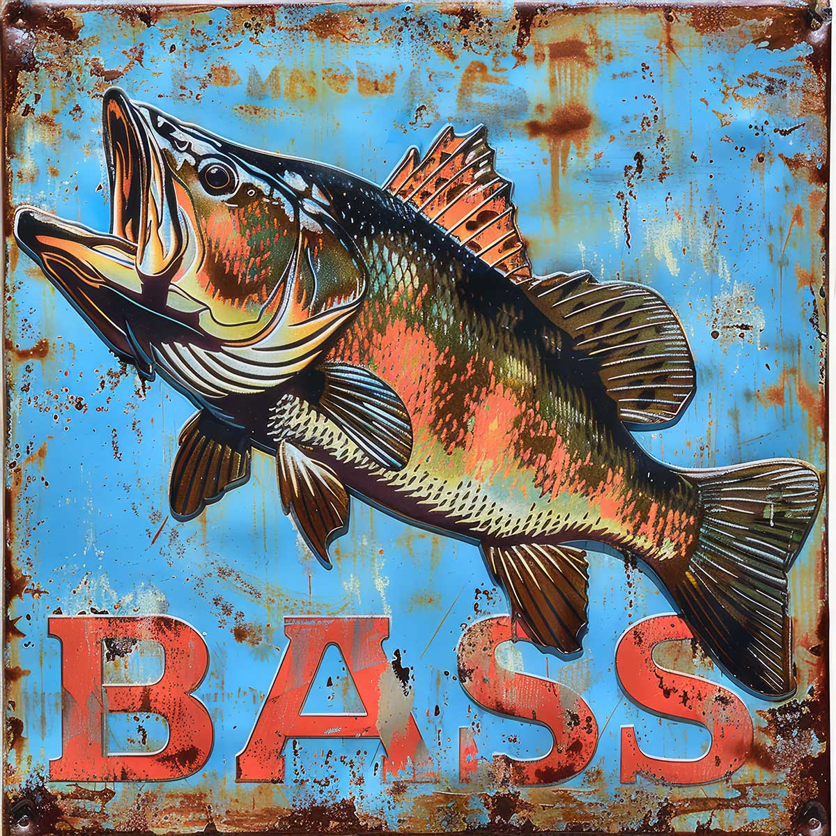 ブラックバス blackbass フィッシング 正方形ポスター ルアー 魚 釣り レトロ 趣味 水族館 動物 四角 デザイン ポスター スクエア インテリア デザイン プリント 絵画 オフィス 住宅 店舗 お洒落 かっこいい【sq-poster-1952】｜ファッションポスターEFPI