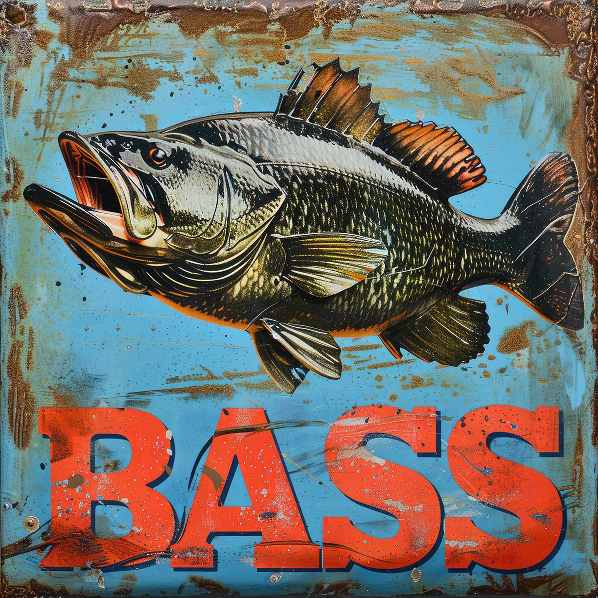 ブラックバス blackbass フィッシング 正方形ポスター ルアー 魚 釣り レトロ 趣味 水族館 動物 四角 デザイン ポスター スクエア インテリア デザイン プリント 絵画 オフィス 住宅 店舗 お洒落 かっこいい【sq-poster-1956】