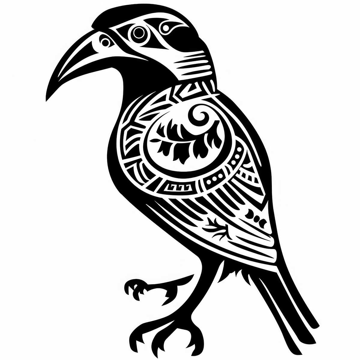 鳥 バード トライバル タトゥー 墨絵 白黒 モノクロ 版画 羽 フェザー 北欧 正方形ポスター 四角 デザイン ポスター スクエア インテリア デザイン プリント 店舗 お洒落 【sq-poster-2391】|ファッションポスターEFPI