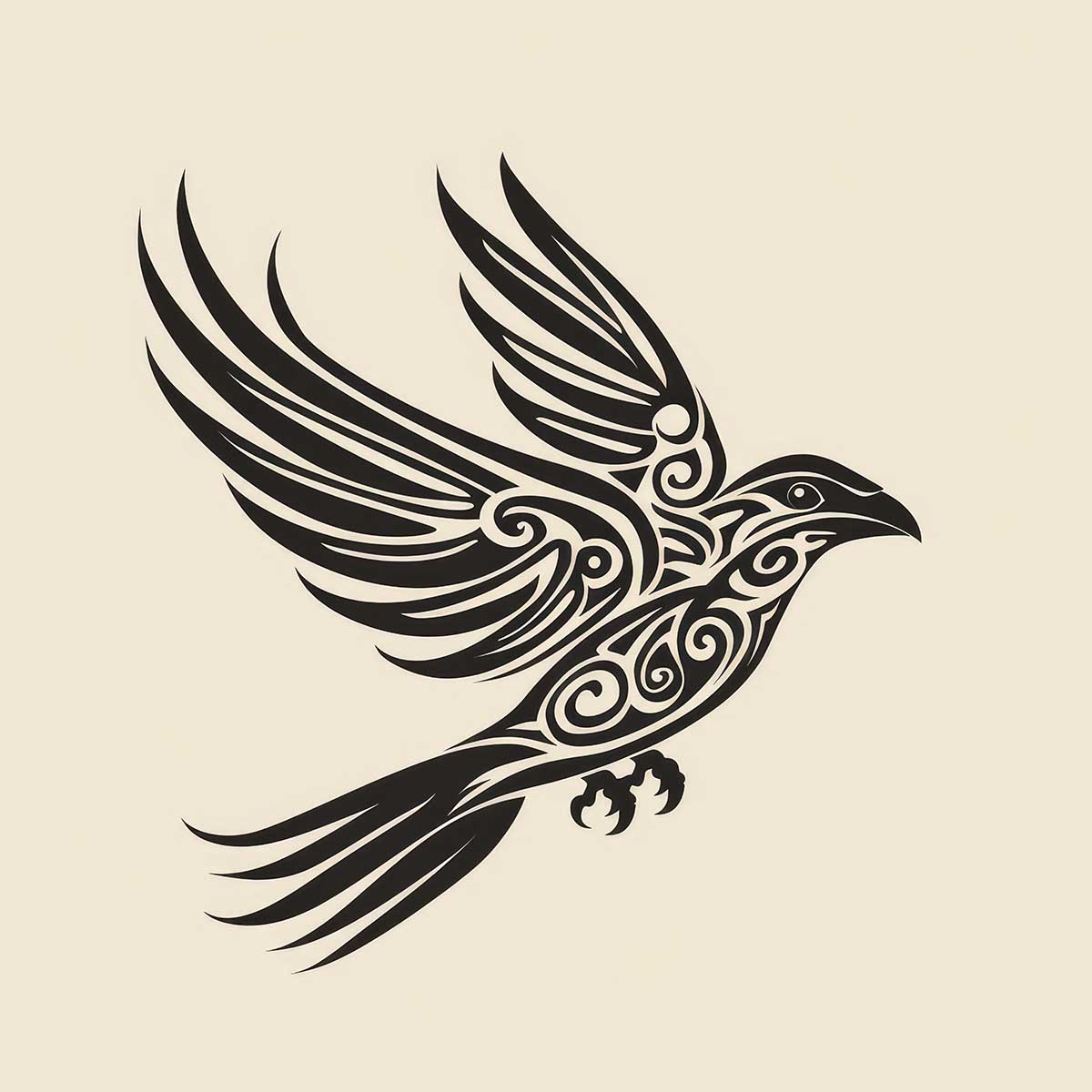 鳥 バード トライバル タトゥー 墨絵 白黒 モノクロ 版画 羽 フェザー 北欧 正方形ポスター 四角 デザイン ポスター スクエア インテリア デザイン プリント 店舗 お洒落 【sq-poster-2392】