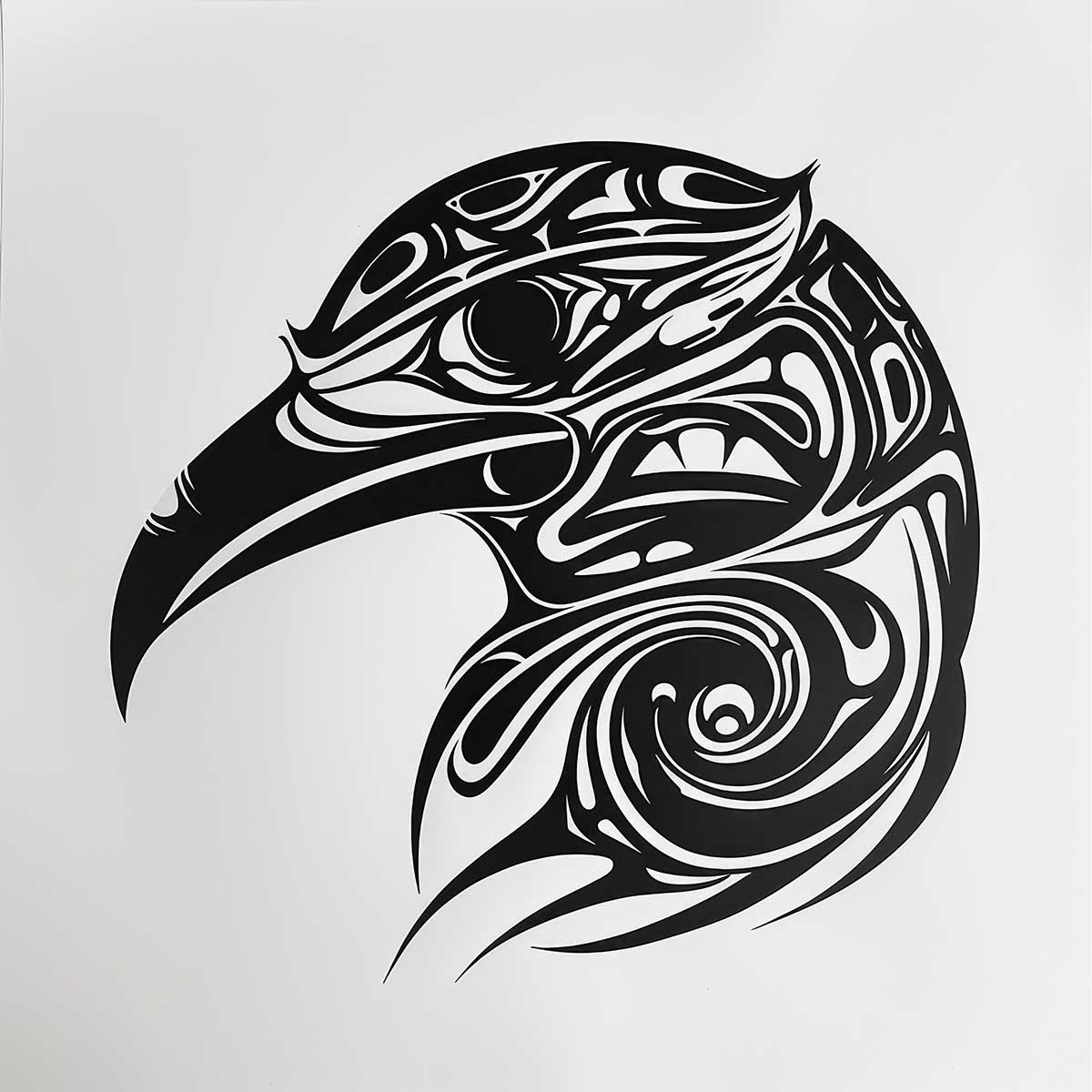 鳥 バード トライバル タトゥー 墨絵 白黒 モノクロ 版画 羽 フェザー 北欧 正方形ポスター 四角 デザイン ポスター スクエア インテリア デザイン プリント 店舗 お洒落 【sq-poster-2415】