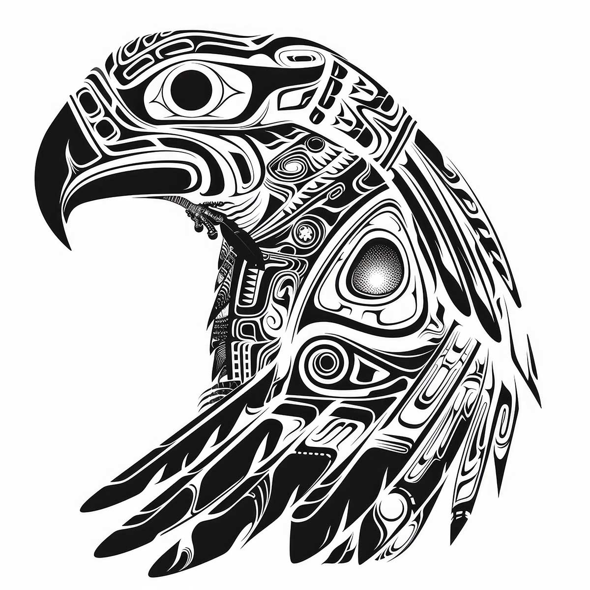 鳥 バード トライバル タトゥー 墨絵 白黒 モノクロ 版画 羽 フェザー 北欧 正方形ポスター 四角 デザイン ポスター スクエア インテリア デザイン プリント 店舗 お洒落 【sq-poster-2417】