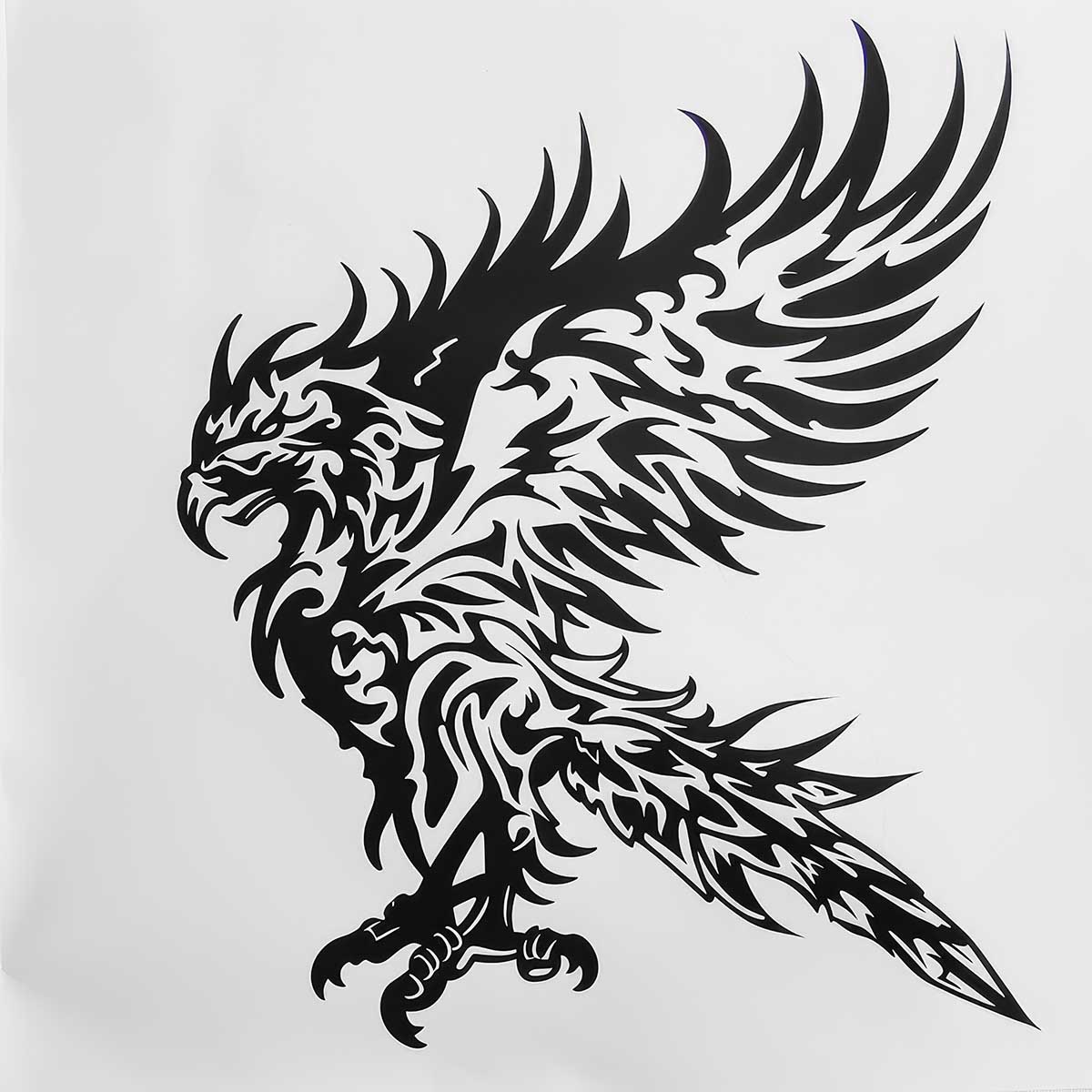 鳥 バード トライバル タトゥー 墨絵 白黒 モノクロ 版画 羽 フェザー 北欧 正方形ポスター 四角 デザイン ポスター スクエア インテリア デザイン プリント 店舗 お洒落 【sq-poster-2430】|ファッションポスターEFPI
