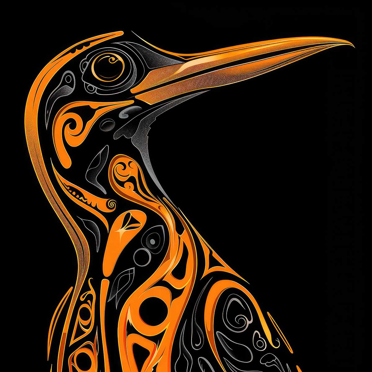 鳥 バード トライバル タトゥー 墨絵 白黒 モノクロ 版画 羽 フェザー 北欧 正方形ポスター 四角 デザイン ポスター スクエア インテリア デザイン プリント 店舗 お洒落 【sq-poster-2435】｜ファッションポスターEFPI
