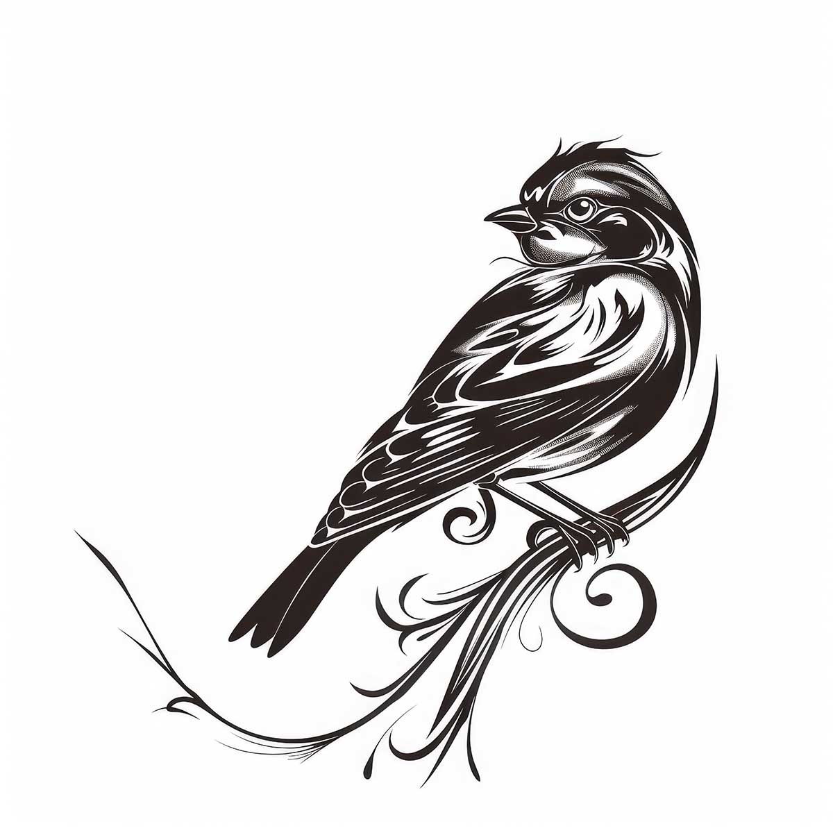 鳥 バード トライバル タトゥー 墨絵 白黒 モノクロ 版画 羽 フェザー 北欧 正方形ポスター 四角 デザイン ポスター スクエア インテリア デザイン プリント 店舗 お洒落 【sq-poster-2440】