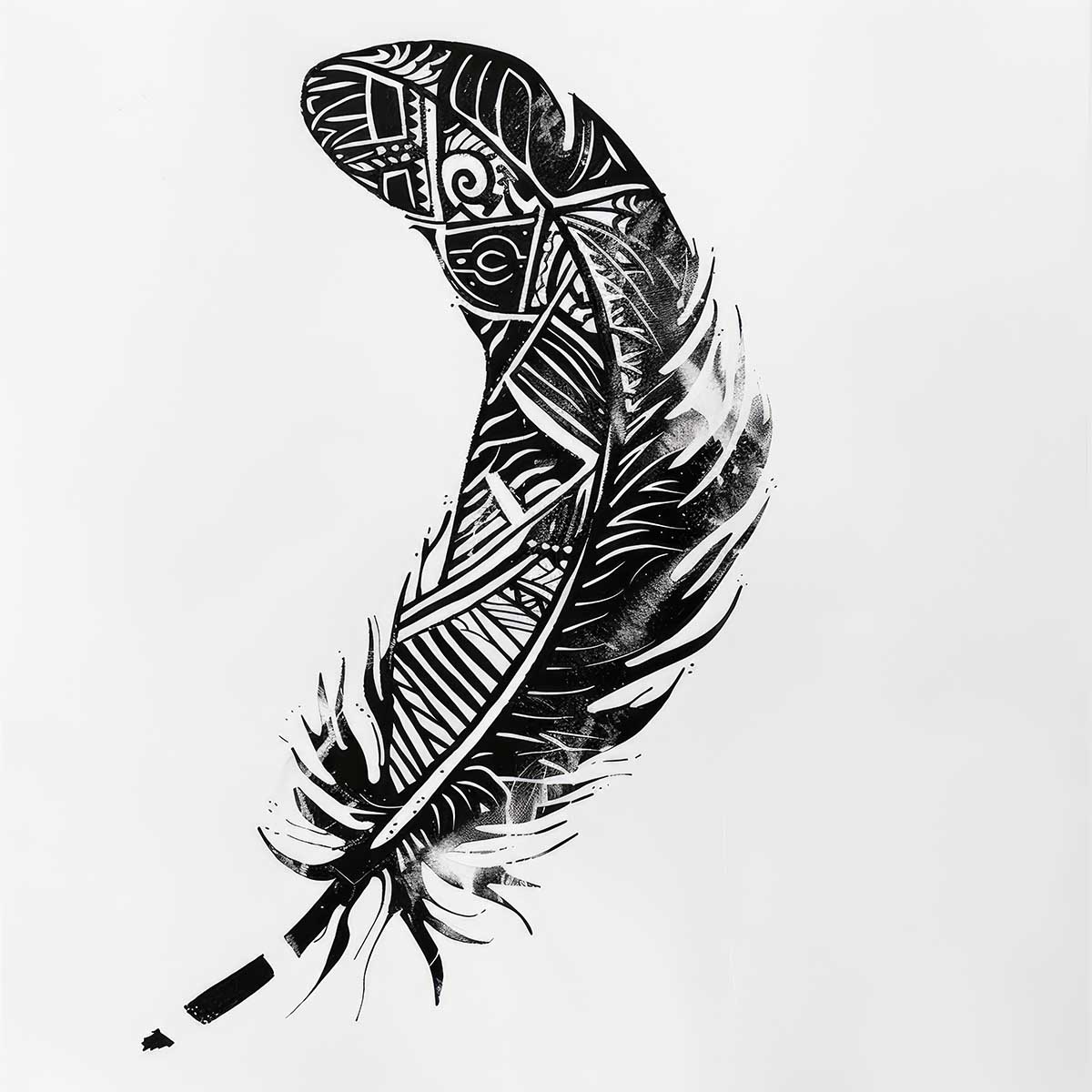 鳥 バード トライバル タトゥー 墨絵 白黒 モノクロ 版画 羽 フェザー 北欧 正方形ポスター 四角 デザイン ポスター スクエア インテリア デザイン プリント 店舗 お洒落 【sq-poster-2490】