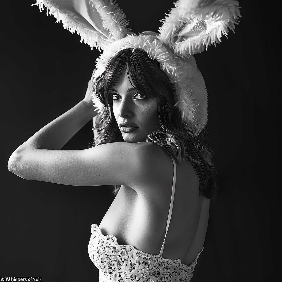 バニーガール モデル ポートレート ガールズフォト モノクロ 白黒 写真 女性モデル セクシー イースター うさぎ 正方形ポスター 四角 デザイン ポスター スクエア インテリア デザイン プリント 絵画 オフィス 住宅 店舗 お洒落 かっこいい【sq-poster-2627】|ファッションポスターEFPI
