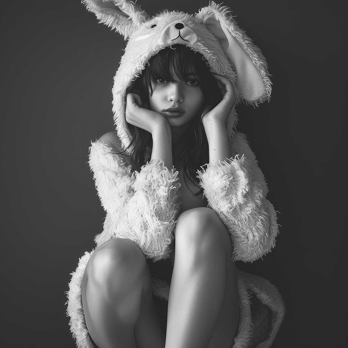 バニーガール モデル ポートレート ガールズフォト モノクロ 白黒 写真 女性モデル セクシー イースター うさぎ 正方形ポスター 四角 デザイン ポスター スクエア インテリア デザイン プリント 絵画 オフィス 住宅 店舗 お洒落 かっこいい【sq-poster-2667】