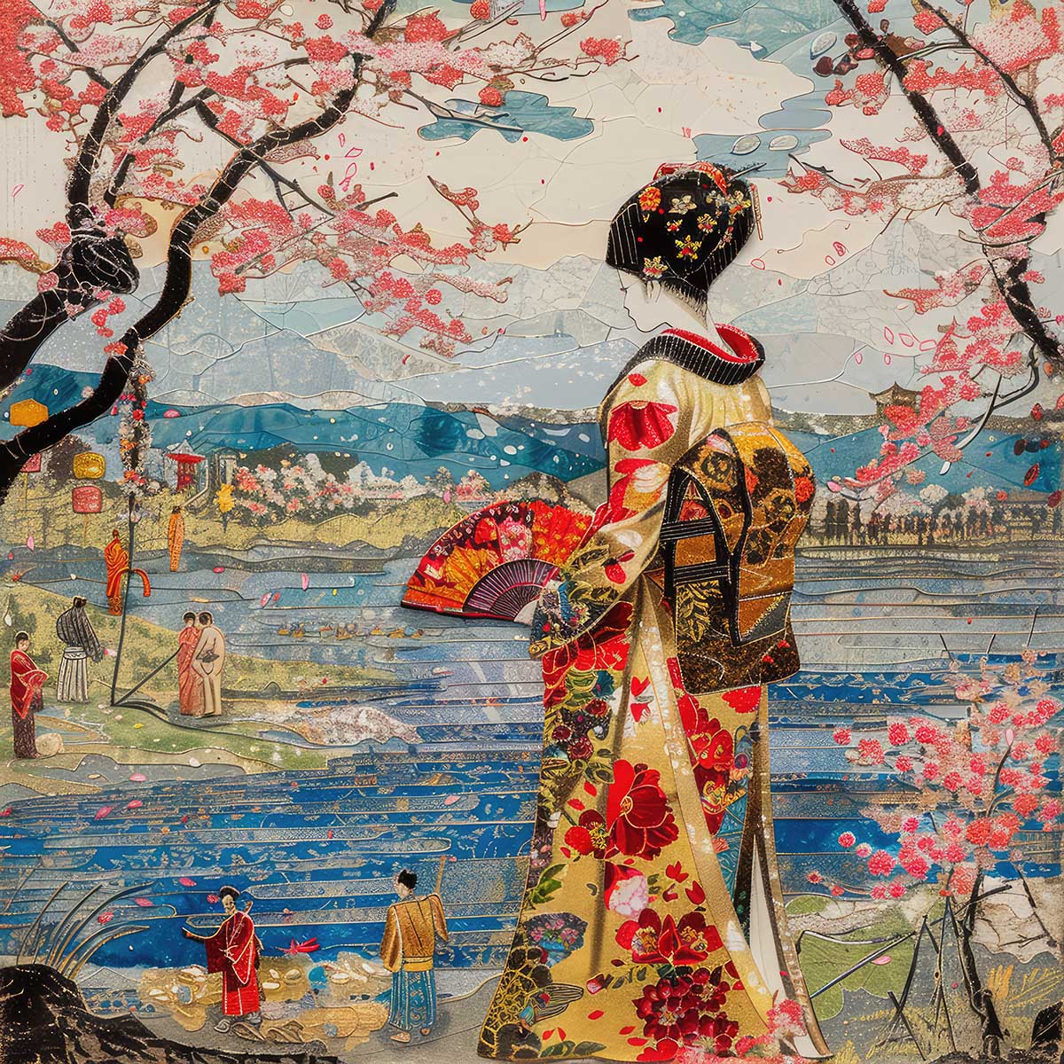 令和の浮世絵 和風 絵画 正方形ポスター 四角 版画 江戸 掛け軸 舞子 着物 女性 デザイン ポスター スクエア インテリア オフィス 住宅 店舗 お洒落 かっこいい【sq-poster-2692】