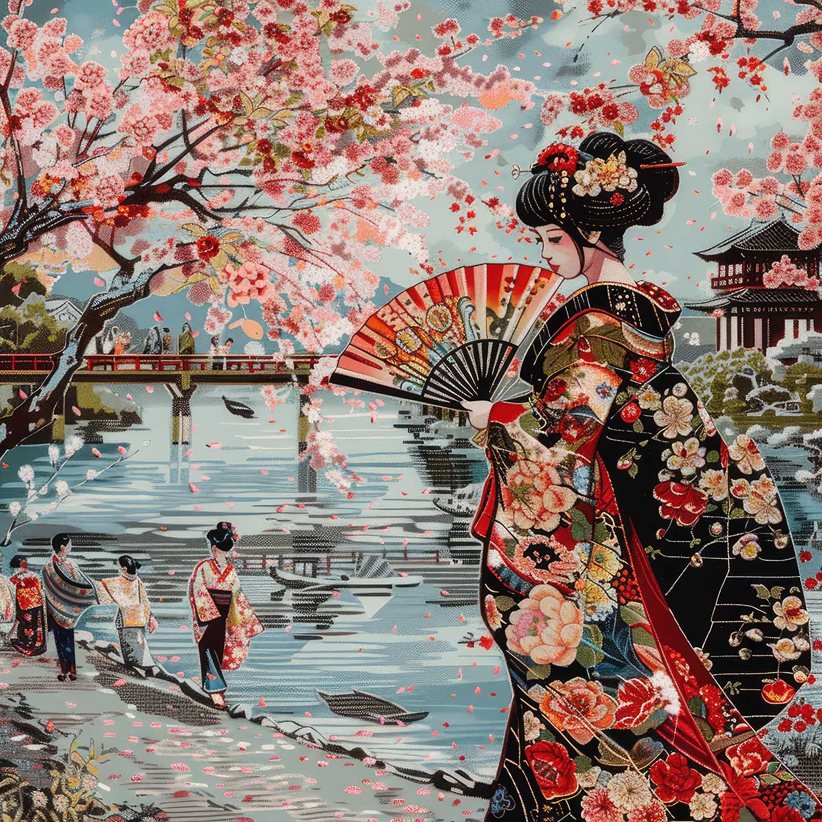 令和の浮世絵 和風 絵画 正方形ポスター 四角 版画 江戸 掛け軸 舞子 着物 女性 デザイン ポスター スクエア インテリア オフィス 住宅 店舗 お洒落 かっこいい【sq-poster-2697】