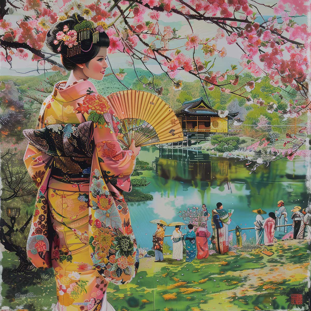 浮世絵 女性と風景 本物版画 楽天市場】令和の浮世絵 和風 絵画 正方形ポスター 四角 版画