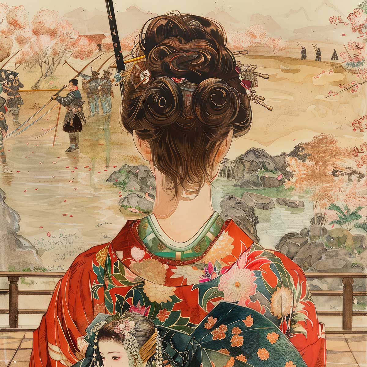 令和の浮世絵 和風 絵画 正方形ポスター 四角 版画 江戸 掛け軸 舞子 着物 女性 デザイン ポスター スクエア インテリア オフィス 住宅 店舗 お洒落 かっこいい【sq-poster-2782】|ファッションポスターEFPI