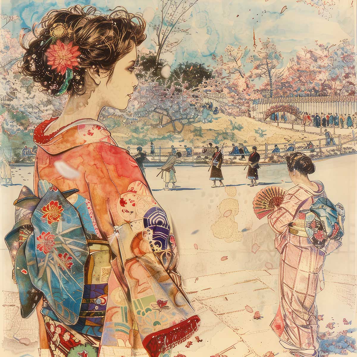 令和の浮世絵 和風 絵画 正方形ポスター 四角 版画 江戸 掛け軸 舞子 着物 女性 デザイン ポスター スクエア インテリア オフィス 住宅 店舗 お洒落 かっこいい【sq-poster-2790】