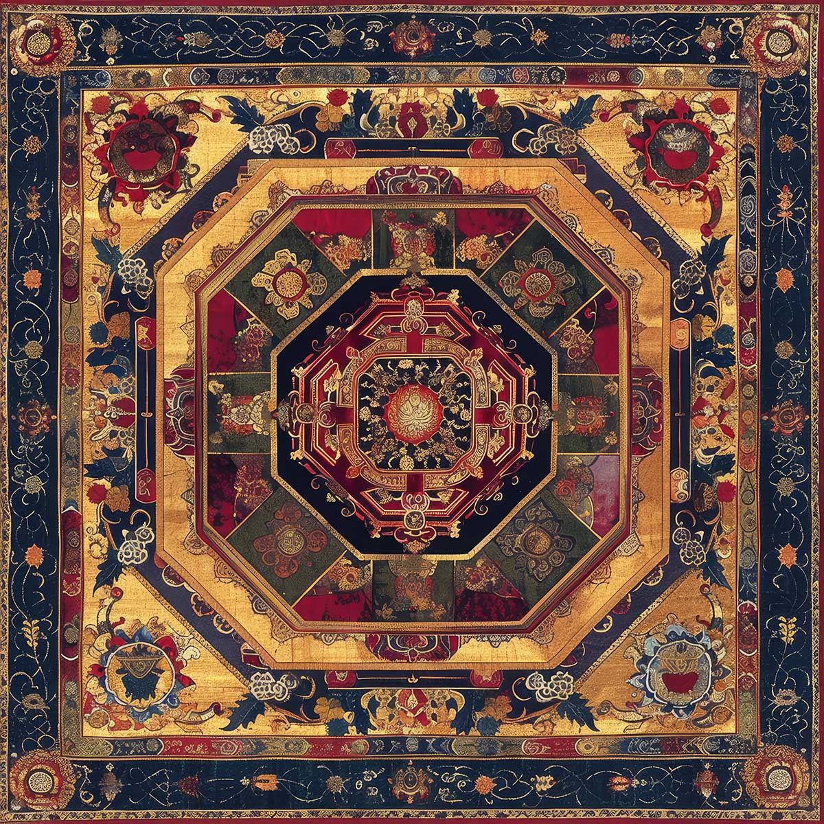 マンダラ アートポスター スピリチュアル デザイン シンボル 瞑想 パターン 装飾 正方形ポスター 四角 デザイン ポスター スクエア インテリア デザイン プリント 絵画 オフィス 住宅 店舗 お洒落 かっこいい【sq-poster-2941】