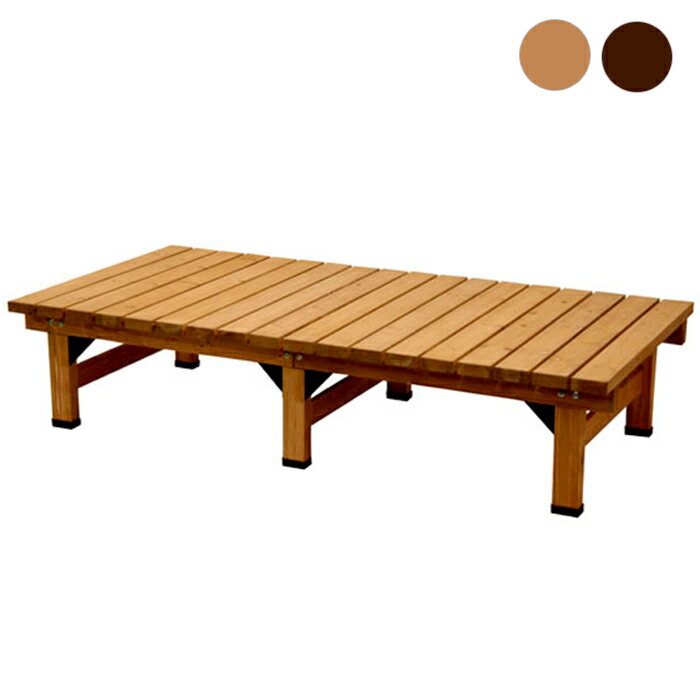 ＼p2倍!!クーポンあり☆サマーSALE開催中／ デッキ縁台 180&times;90cm ウッドデッキ風 木製 ベンチ 軒下 ガーデン ガーデンベンチ 庭先 簡単組立 縁側風｜インテリアショップM