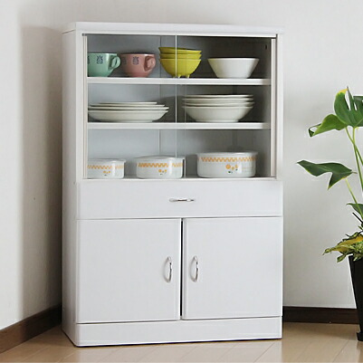 楽天市場】食器棚 上置き 幅60 奥行30 高さ45 白 ガラス扉 ロータイプ