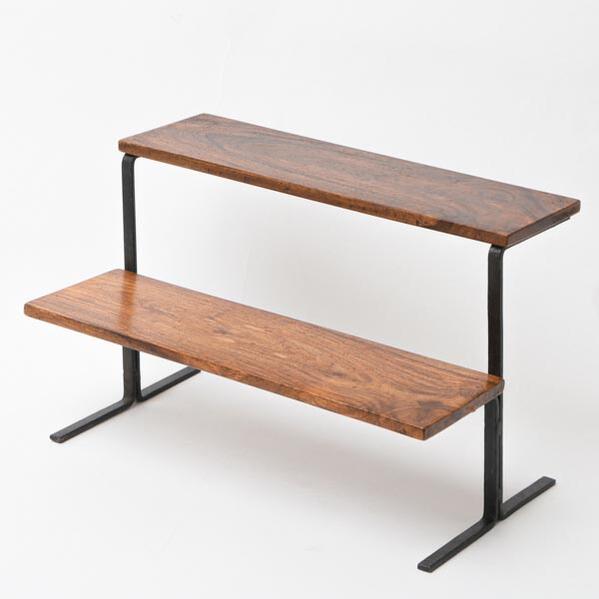 2 SHELVES DISPLAY RACK２段見せびらかす仕合わせ IAPH-056Aアイアン / アカシア / 材木 / 収納家具 / 取り片づける棚 / 格好のいい / 北欧 / 分かりやすい / 自然的 / アンティーク風 インテリア・寝具・収納-インテリア小物・置物-花瓶