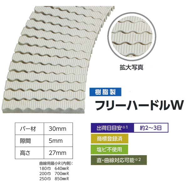 ミヅシマ グレーチング 樹脂製 フリーハードルW 直線 #180 180mm×2m (曲線は要お問い合わせ)|イーヅカ
