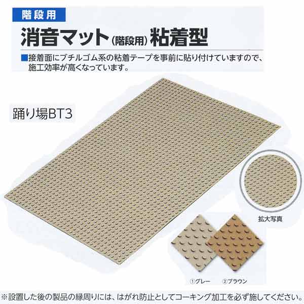 ミヅシマ実業 消音引っ敷き 上がり段用ねばり着く型 踊場BT3 薄墨色／赤銅色 710×990×6.5粍 5枚
