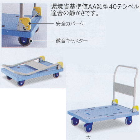 テラモト 台車III ハンドブレーキなし 大 OT-561-420-0 幅595&times;奥行き895&times;高さ870ｍｍ｜イーヅカ