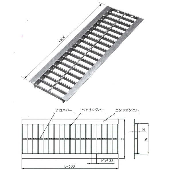 法山本店 U字溝用グレーチング L600 HGU-240-25L600 特別セール品