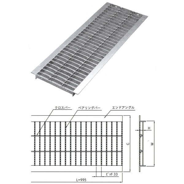 法山本店 ノンスリップ型U字溝用グレーチング HGUX-300-19
