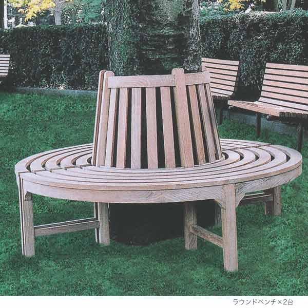 ジャービス商事 ROUND BENCH ラウンドベンチ180 チーク 無塗装 36707 1台
