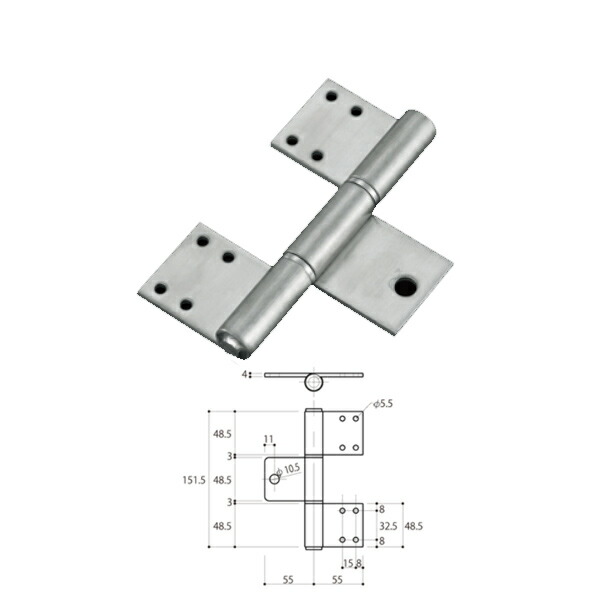 ふじわら アイオウル ヘビーヒンジ パイプブレース用 国産品 SUS304 HH-1