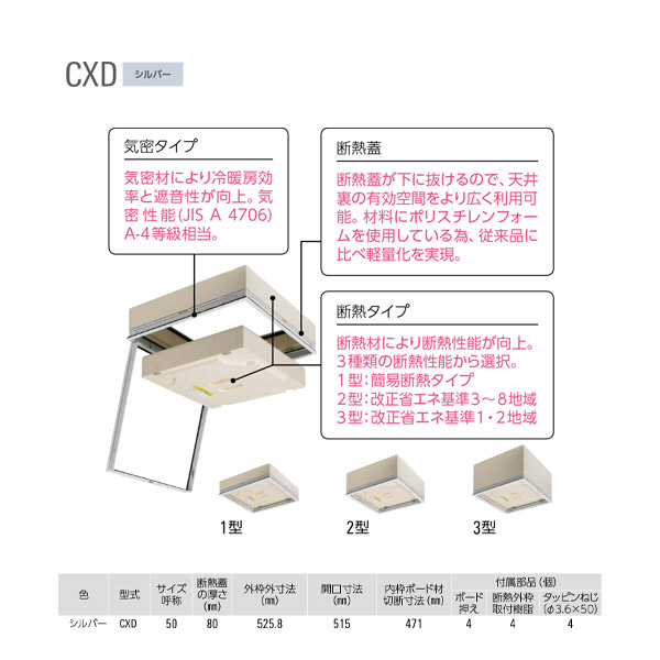 ダイケン ステン天井点検口 CXD150 シルバー (気密・断熱) 1台