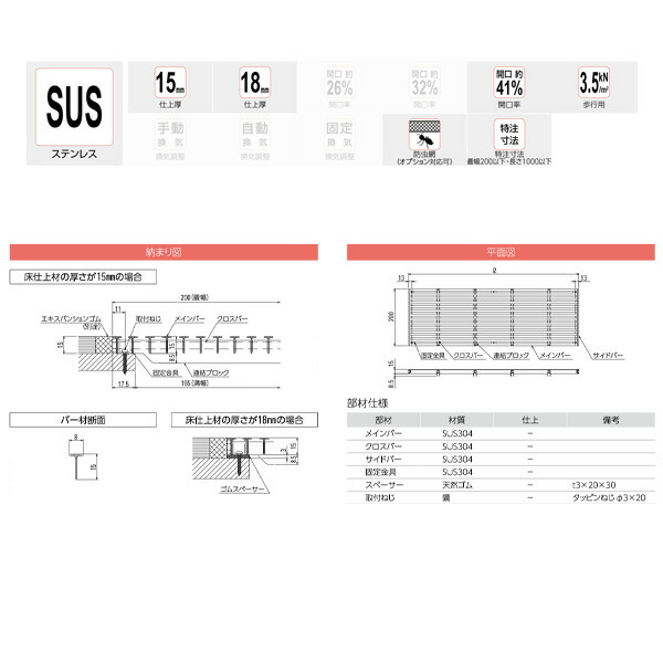 お買得 ダイケン フロア換気口 VSＬ型 200×900 1台 smartpipe.com.br