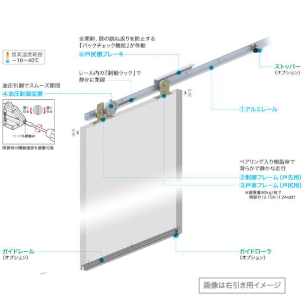 ダイケン 引戸クローザー スライデックス 傾斜角度軌跡（自閉式） 左引っ張ること用 HCS-8015L 157439