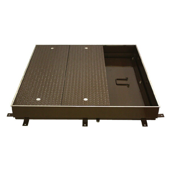 カネソウ 機関ハッチ W-6EC-L-600×1200 T-6操作手順 1時縞鋼板蓋 詰め直す用 密閉形（雨合羽・防臭形） スチール写真製 ステンレス鋼目地 手持ち部分付