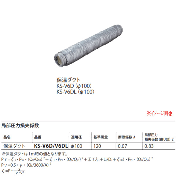 ナスタ 24時間換気サポート部材 保温ダクト KS-V6DL グレー 内径φ100×5m