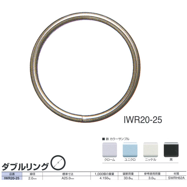 ニッサチェーン 鉄 ダブルリング IWR20-25 線径2.0mm 500個入