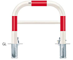 サンポール アーチ形 差込式カギ付 FAH-11SK10-800(RW) φ101.6(t4.2) W1000×H800 ガレージ-車止め-花・ガーデン・DIY