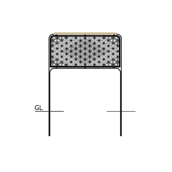 サンポール 和モダンアーチ 組子パネル 固定式 FNA-7U75W-800-RAN フラットバー:50(t9.0) W750×H817