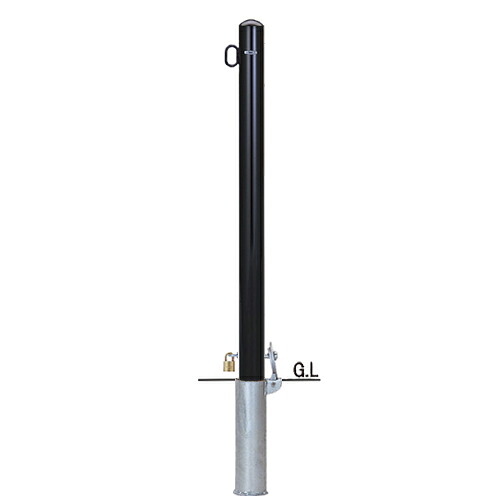 帝金 バリカー ピラー型 脱着式カギ付 52-PK 片フック 茶 径60.5×t2.3 H850