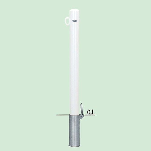 帝金 バリカー ピラー型 脱着式フタ付 53-P 片フック 白 径76.3&times;t2.8 H850｜イーヅカ