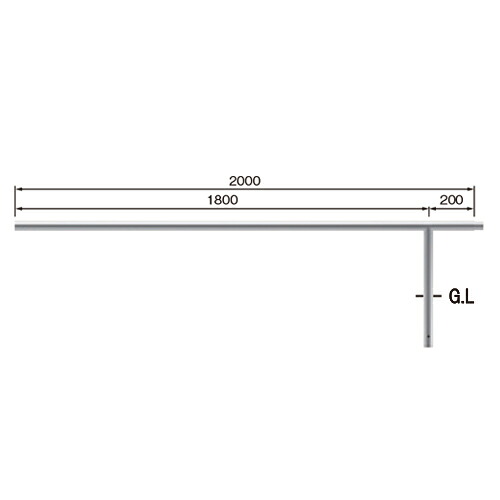 帝金 固定式 S80A9MD-20W(中間支柱) φ42.7×t2.0 W2000 H350