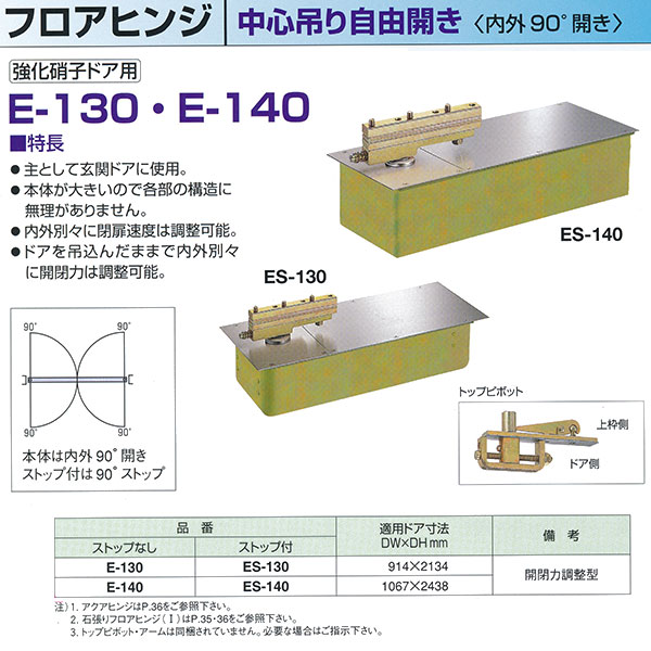 お手頃価格 ニュースター フロアヒンジ 中心吊り自由開き 強化硝子ドア