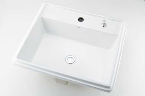 カクダイ 角型洗面器 1ホール・ポップアップ独立つまみタイプ 493-151H｜イーヅカ