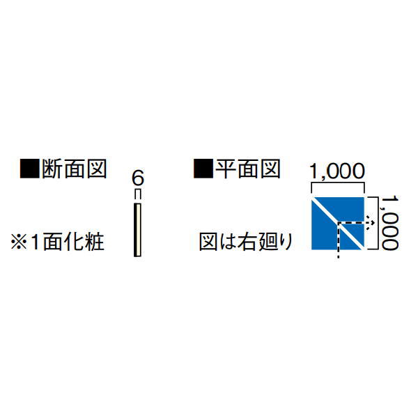 DAIKEN イエリア リモデル上がり段 判定基準 6粍階層用 踏面化粧材 二段廻1000 2枚 CL647-1■■（R・L）