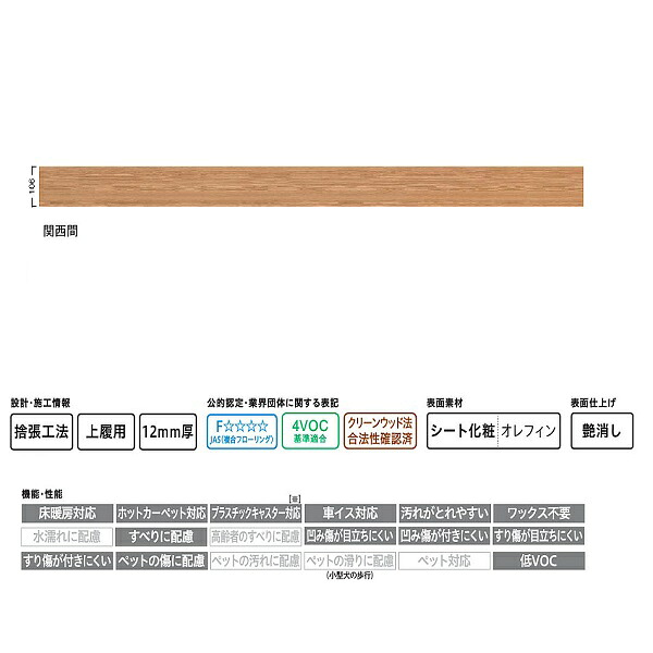 DAIKEN フローリング 特殊加工化粧シート床材 タフアートえんこうエコ 8枚 （3.34平米） 関西間用｜イーヅカ 23,293円