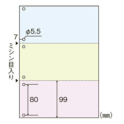 アジア原紙 色つや勘定書き質問用紙 3取りわける・6穴（3色） KDC-3H 1箱