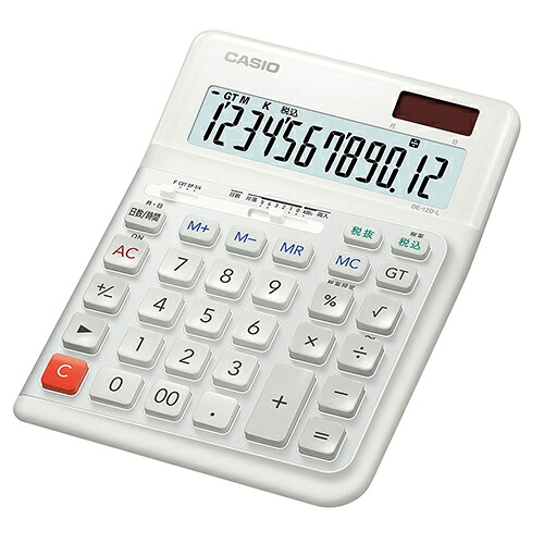 カシオ 人間工学電卓 左手用(デスク) DE-12D-L-WE-N|イーヅカ