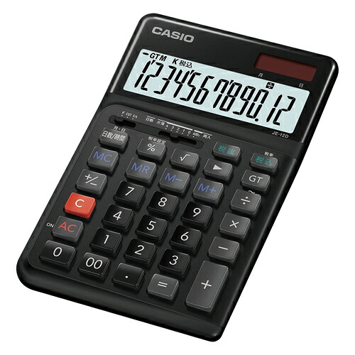 カシオ 人間工学 電卓 ジャストタイプ(黒) JE-12D-BK-N 1台|イーヅカ