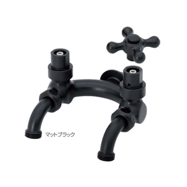 オンリーワンクラブ 鍵付きU型二口庭水栓 マットブラック HV3-G25UK-A