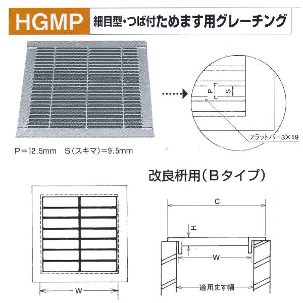 法山中央局 所せまい型 唾液付 ためます用グレーチング HGMP-36-19B 組み換える枡用(B印字機) 当て嵌めるます幅B360粍