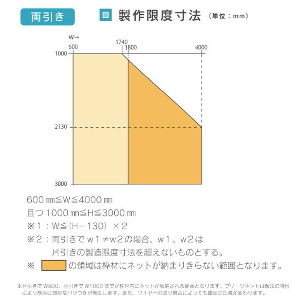セイキアコーディオン網戸アルマーデフリー両引き幅3810〜4000mm高さ2410〜2600mm