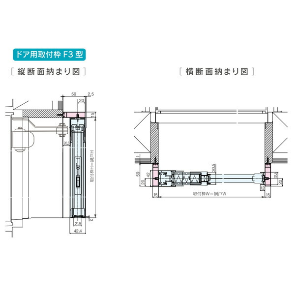 セイキ アルマーデフリー用オプション ドア用取付枠 F3型 特注品 幅3210〜3600mm 高さ1000〜1600mm